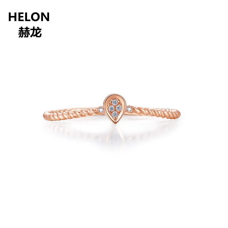 

Solid 14k Rose Gold Natural Diamonds Engagement Wedding Ring for Women Anniversary Party Fine Jewelry Band