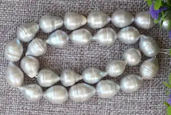 

FREE shipping Natural 10-11MM Grey Rice Freshwater pearl loose Beads 15''