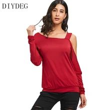 DIYDEG Осень Новые повседневные однотонные женские Необычные ошейник с длинным рукавом Женские топы