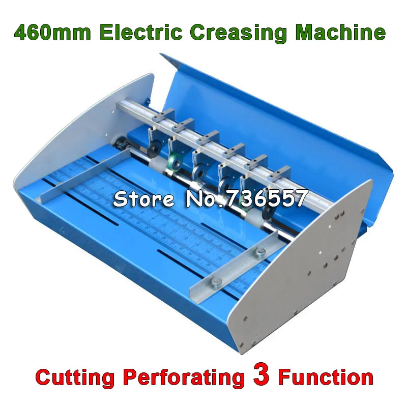 

Free Shipping Blue New 18inch 460mm Electric Creaser Scorer Perforator 3 in1 combo Paper Creasing Perforating 3 Function Machine