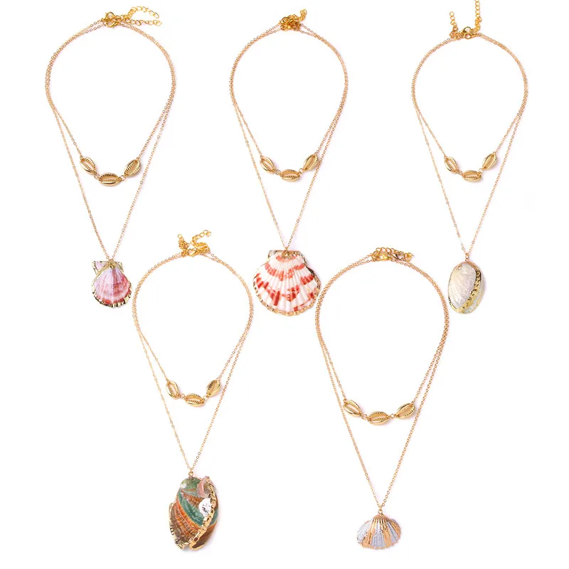 

2019 Boho Shell Pendant Necklace Conch SeaShell Cowrie Hawaii Necklace Women Pendants Chain Beach Jewelry Collier Femme women