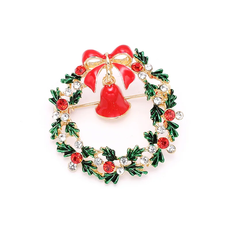 Новогодняя модная брошь в форме рождественских сапог Санта Клаус обувь карета Брошь со стразами, ювелирные изделия для рождества цветная каменная брошь