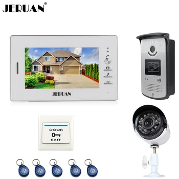 

JERUAN NEW 7 inch LCD Video Intercom Door Phone System 1 White Monitor 1 RFID Access Camera + 700TVL Analog Camera In Stock