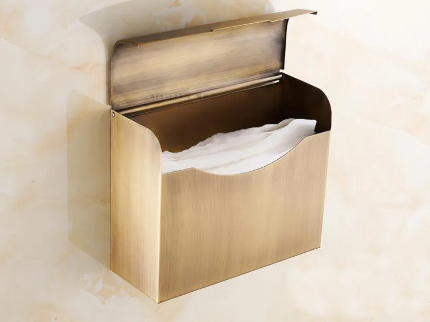 Antique Rectangular Tissue Box Copper Bathroom Toilet Paper Container