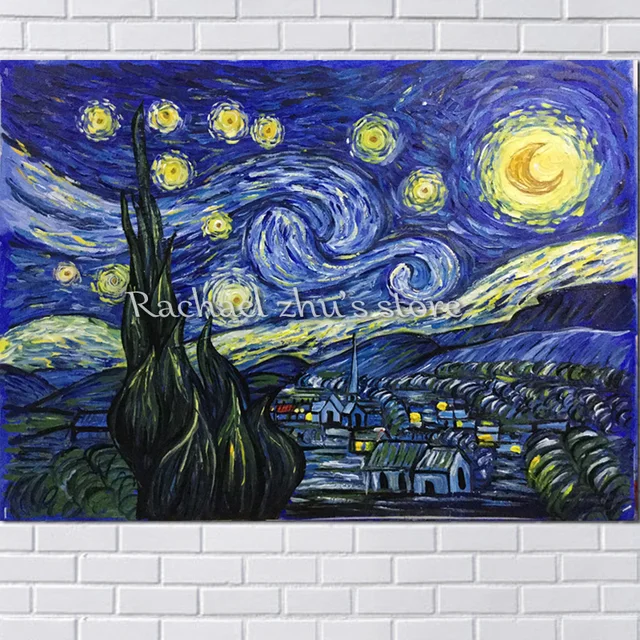 pintado À mão famosos noite estrelada de van gogh reprodução da