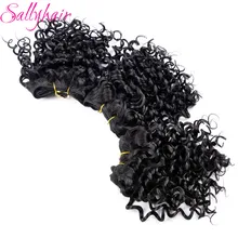 Sallyhair афро Вьющееся кружево волос переплетение черный цвет Высокая температура Синтетические пряди волос для наращивания 3 шт./лот волосы Weavings