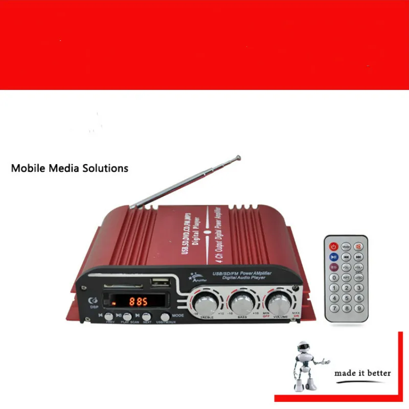 

Car Radio 12V Motor Amplifier Professional Audio Amplifier 4 Channel with Radio Support SD Card Function Low Energy Consumption