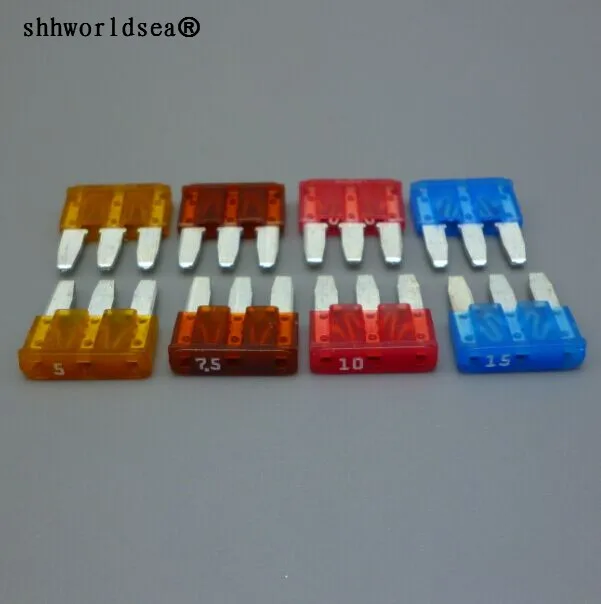 shhworldsea 2pcs 3pin auto blade fuse 5a 7.5a 10a 15a 3pin leg for ford car fuses kit