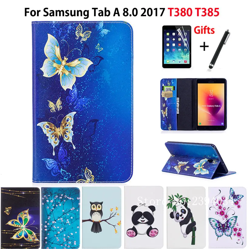 Модный чехол с рисунком панды совы для Samsung Galaxy Tab A 8 0 Φ T385 2017 &quot умный планшета +