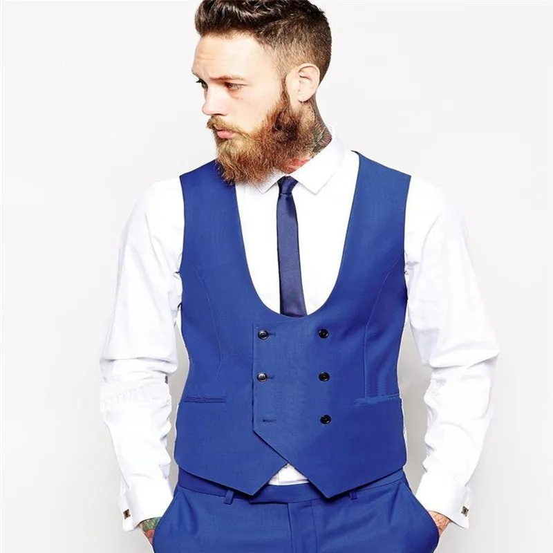 2019 3 Pieces suit Navy blue Men's Fashion suit sets / Male Business Casual Coat Jacket Waistcoat Trousers Blazer