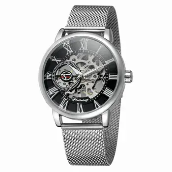 

FORSINING Coupons Sale Watches Mechanical Hand Wind Luxury Top Brand Skeleton Stainless Steel Bracelet Mesh Strap Men's Watches