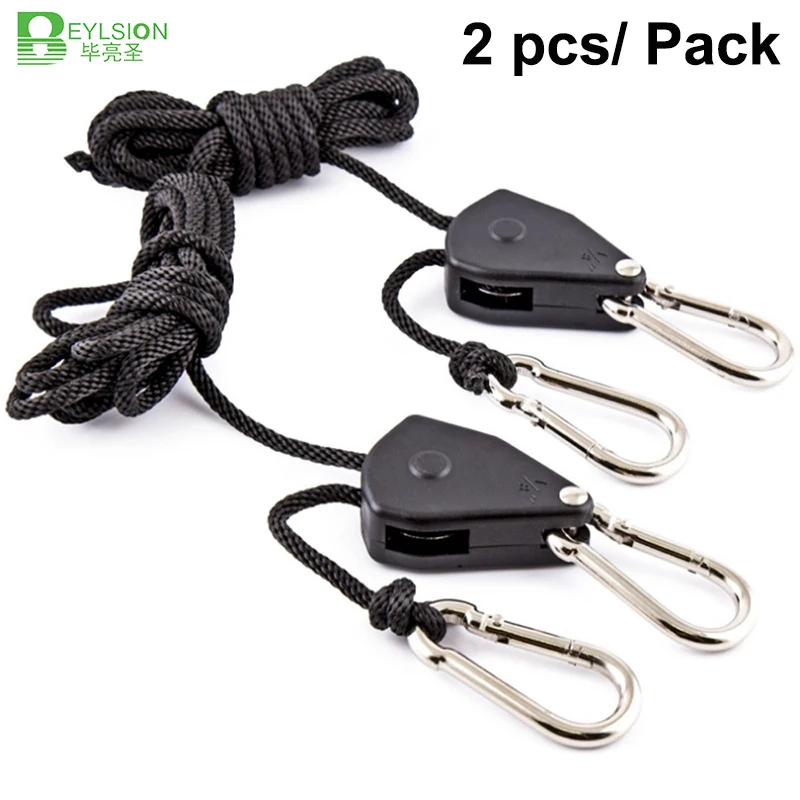 

BEYLSION Adjustable 1 Pair 2 PCS 1/8 Inch Nylon Rope Ratchet Yoyo Hangers Light Hanging Kit for LED Grow Light Grow Tent Room