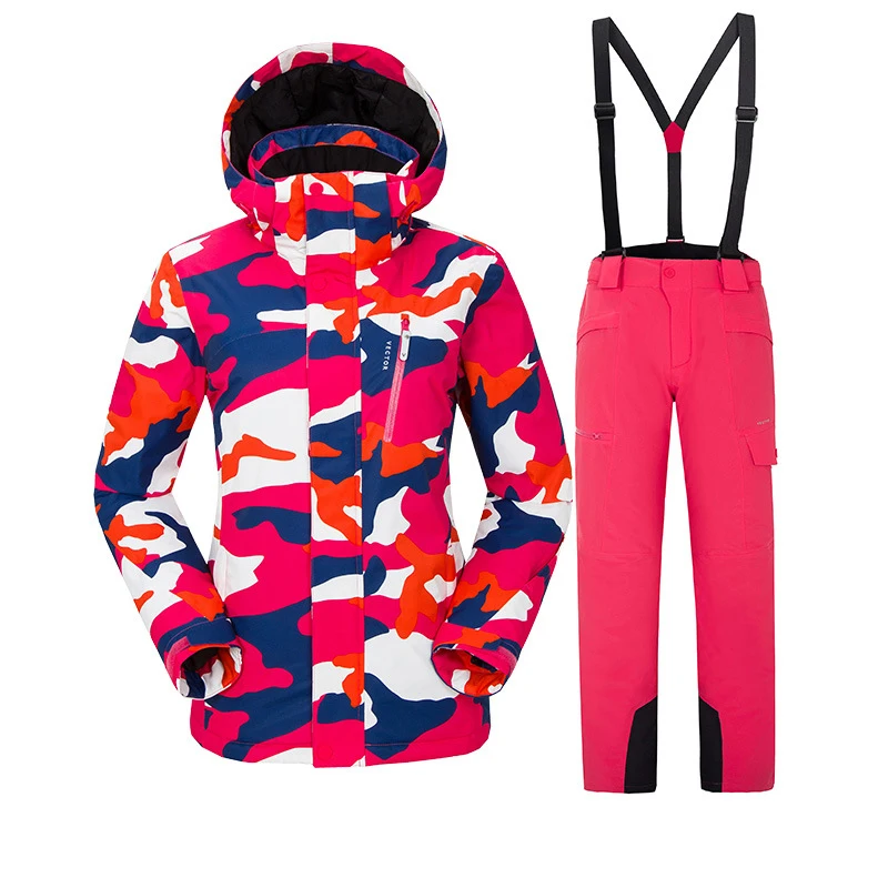 

Winter Ski Wear Women's Brand 2018 Premium Ski Jacket and Pants Snow Warm Waterproof Windproof Ski Suit and Double Ski Suit