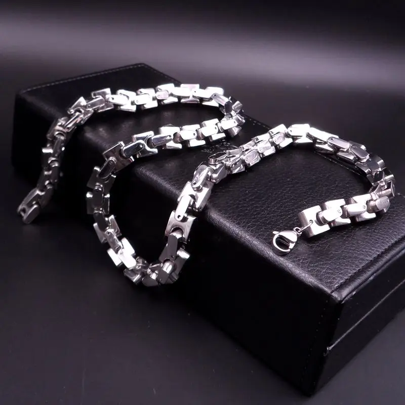 

9mm 24'' Heavy Huge Stainless steel Cool Biker Interlock Bones Chain Necklace Silver Men's XMAS Gifts Jewelry