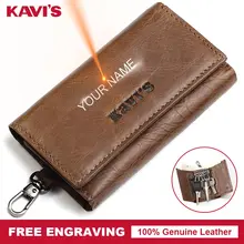 KAVIS многофункциональный кошелек-ключница из натуральной кожи, мужской Чехол-держатель для ключей, органайзер, карман для монет, брелок, чехол