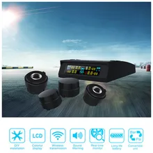 New car Solar Power TPMS Wireless Tire Pressure Monitoring System Car Style Lcd pressure alarm System 4 External built-in sensor