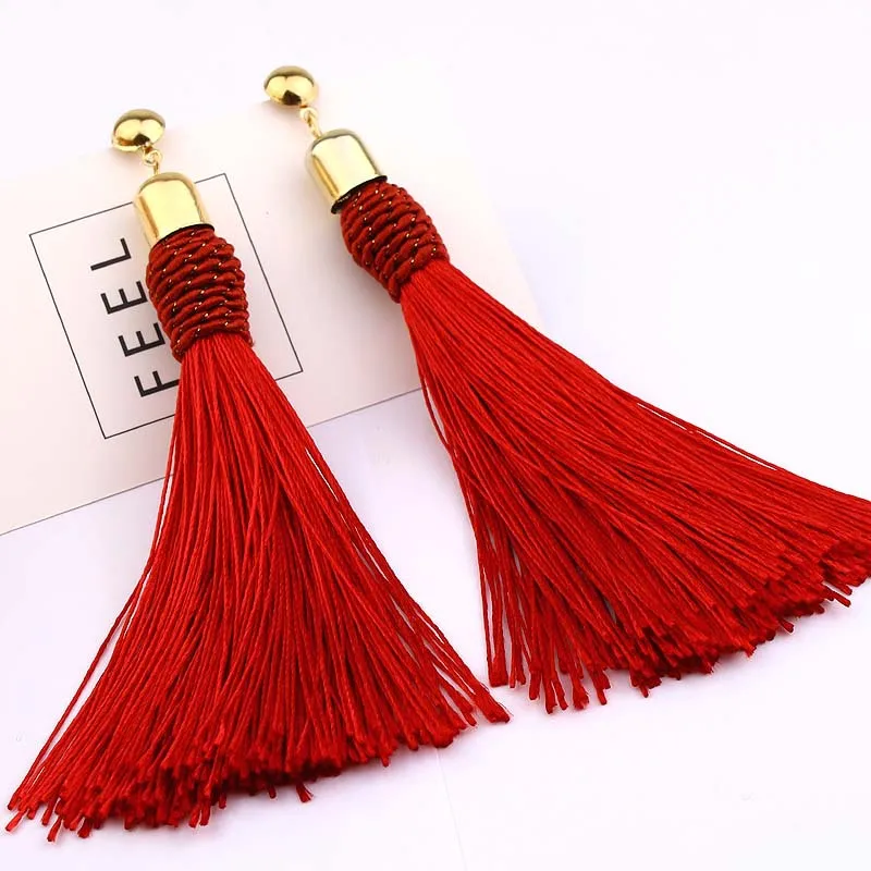 

Bohemian Tassel Earrings Vintage Long Drop Dangle Tassel Earrings For Women Ladies Jewelry Wedding Gift