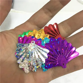 50 개/몫 38x35 미리메터 쉘/팬 모양 레이저 느슨한 장식 조각 Paillette 바느질 웨딩 공예 바느질 DIY 액세서리