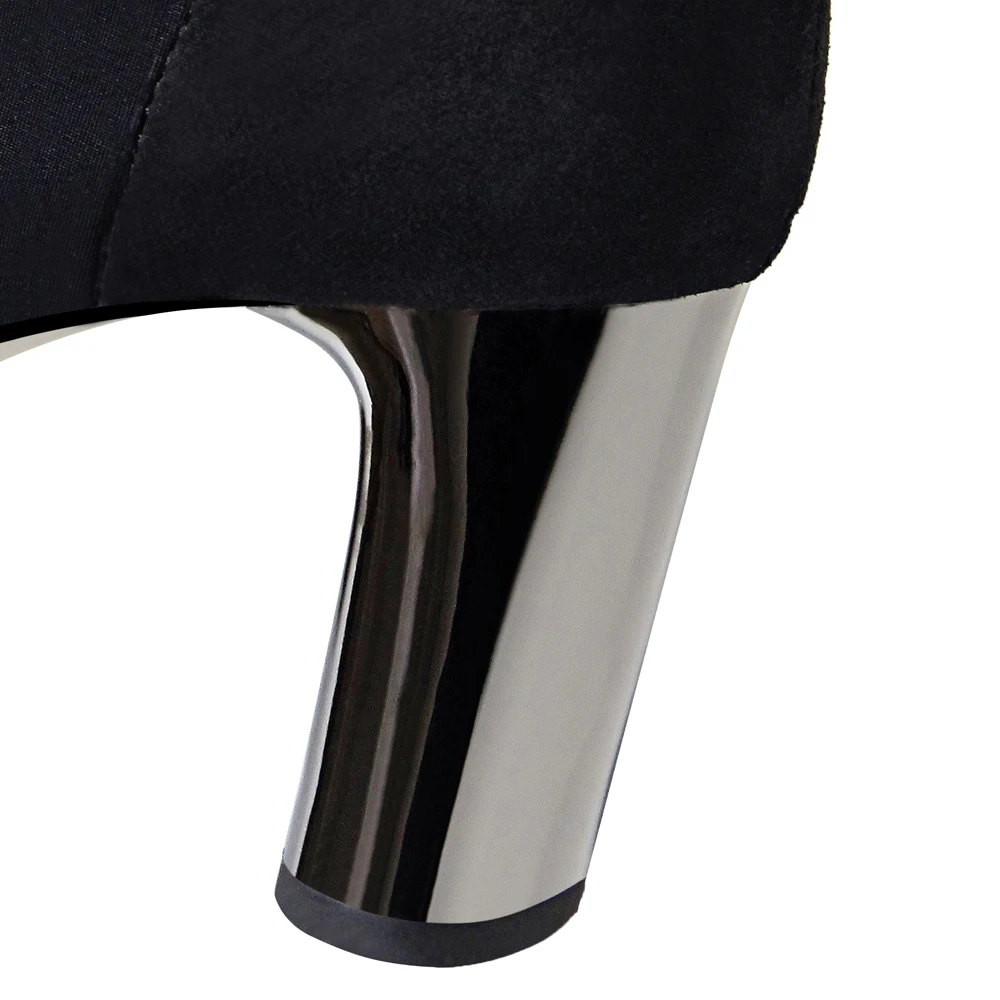 Plardin/зимние выразительные модные женские туфли-лодочки Женские Сапоги выше колена на тонком каблуке из блестящей шерстяной ткани женские ботинки