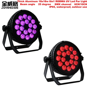 

Free Shipping 2pcs/lot Outdoor Thick Aluminum 18x18w 6in1 RGBWA UV Waterproof Led Par Light 25 Degree IP65 DMX Par Cans