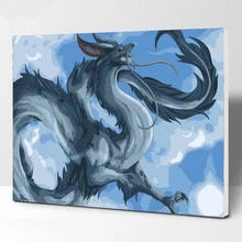 Божественный дракон, настоящее изображение, сделай сам, живопись по номерам, современное настенное искусство, ручная роспись, картина маслом на холсте для домашнего декора