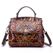 Женская сумка-мессенджер из натуральной воловьей кожи, на плечо, тисненая, роскошная, Ретро стиль, женская сумка-тоут, Сумочка через плечо, Сумка с верхней ручкой