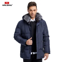 MALIDINU Новинка Мужская Зимняя Куртка Пуховик Мужской Бренд 70% Белая Утка Пух Длинный Пуховик Парка С Большим Меховым Воротником Лисы Зимнее Пуховое Пальто-40C