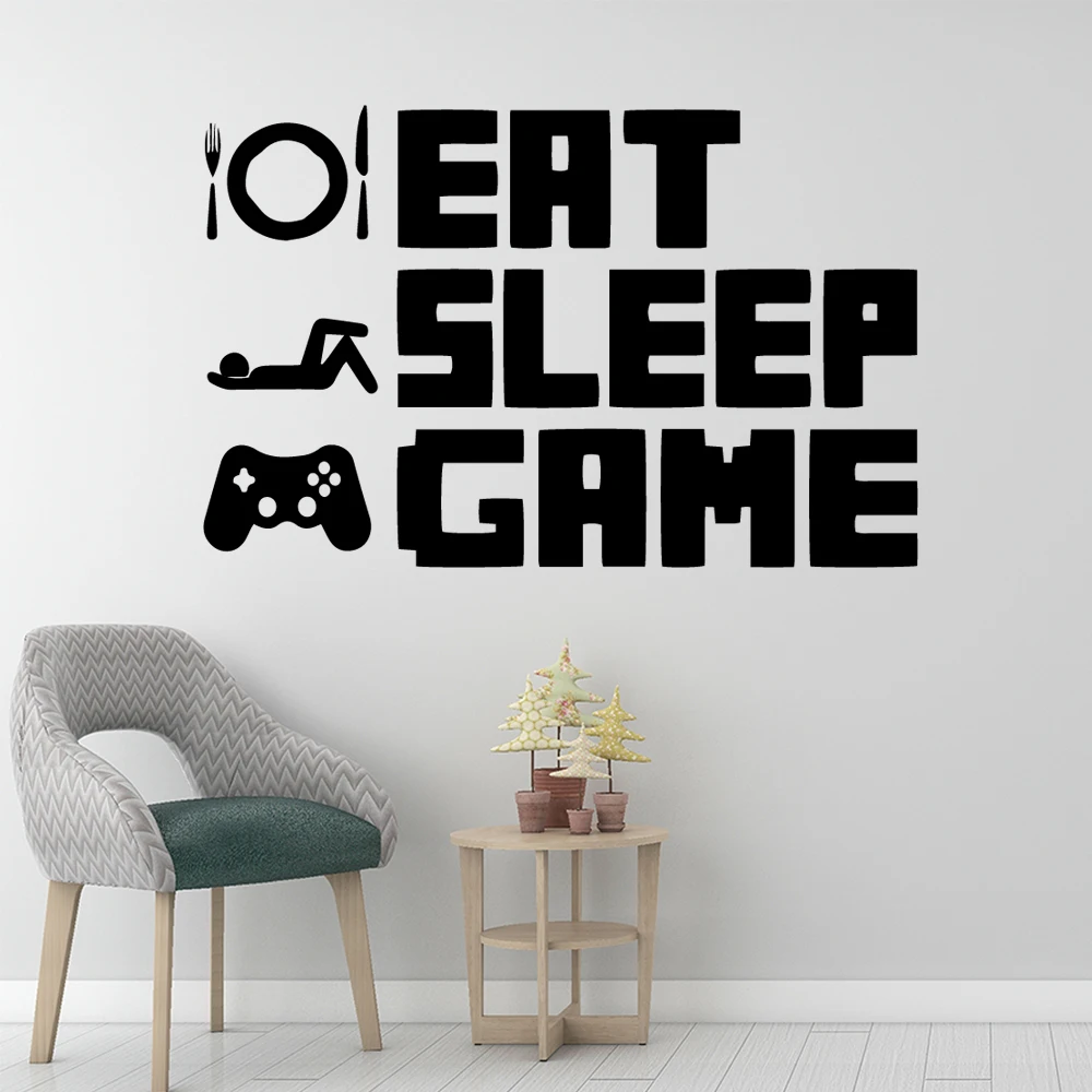 

Luxuriant Eat Sleep Game Wall Stickers Modern Interior Art Wall Decoration For Kids Room Living Room Home Decor
