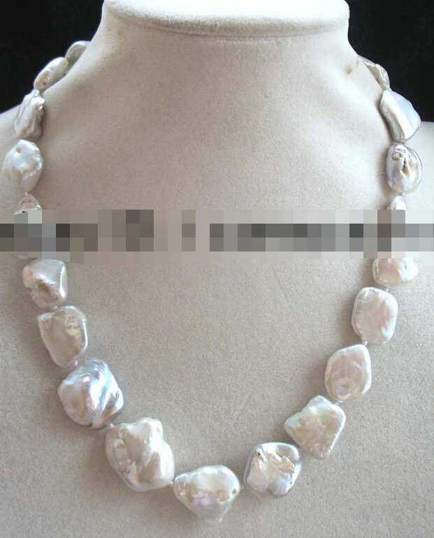 

Jew2317 freshwater pearl reborn keshi white baroque necklace