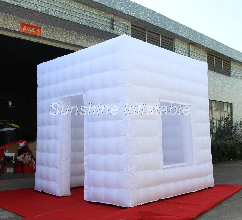 

High quality 3mx3mx3mH LED inflatable photo booth kiosk portable inflatable photo cabin with window for advertising