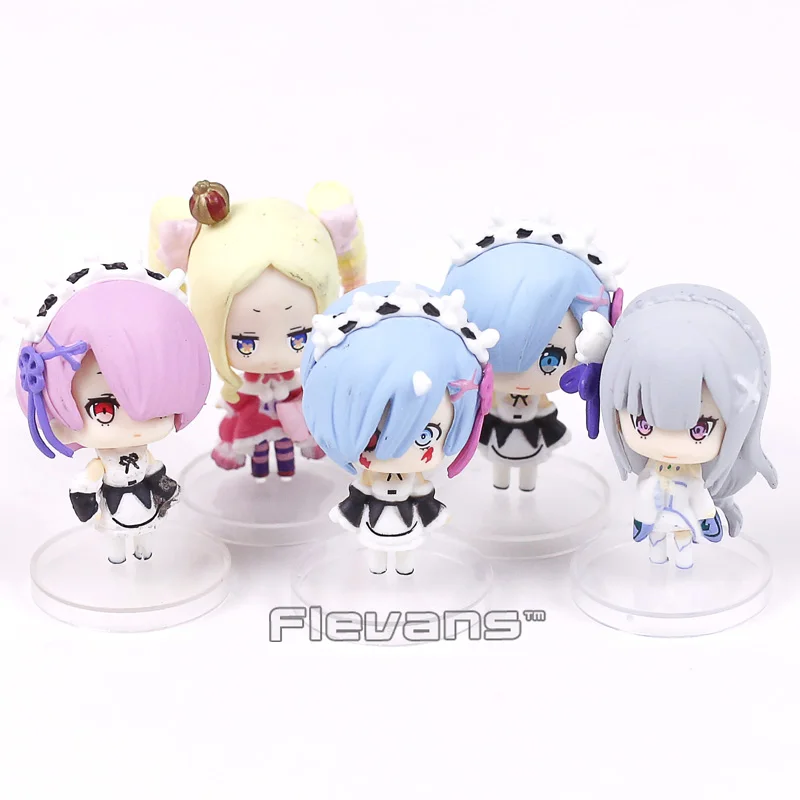

Anime Re Zero Kara Hajimeru Isekai Seikatsu Rem Ram Emilia Beatrice Mini PVC Figures Toys 5cm 5pcs/set