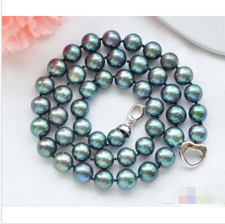 

Free shipping >>>>>>P3779 AAA++ 17" 10mm ROUND PEACOCK BLACK FRESHWATER PEARL NECKLACE