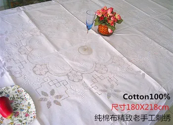 

Pure cotton old hand embroidered tablecloth handmade hollowed-out cover cloth European gift