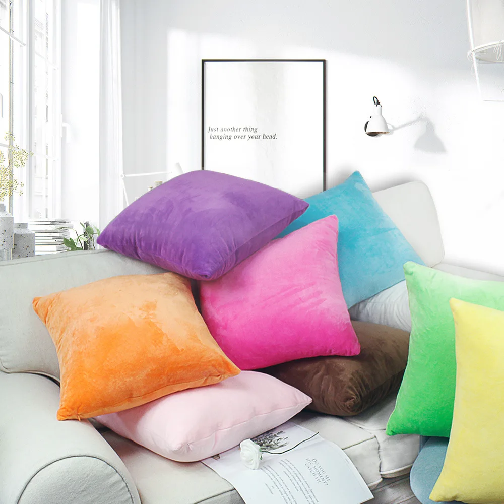 

Short plush pillowcase home fabric sofa living room car solid color cushion pillowcase cojines decorativos para sofa