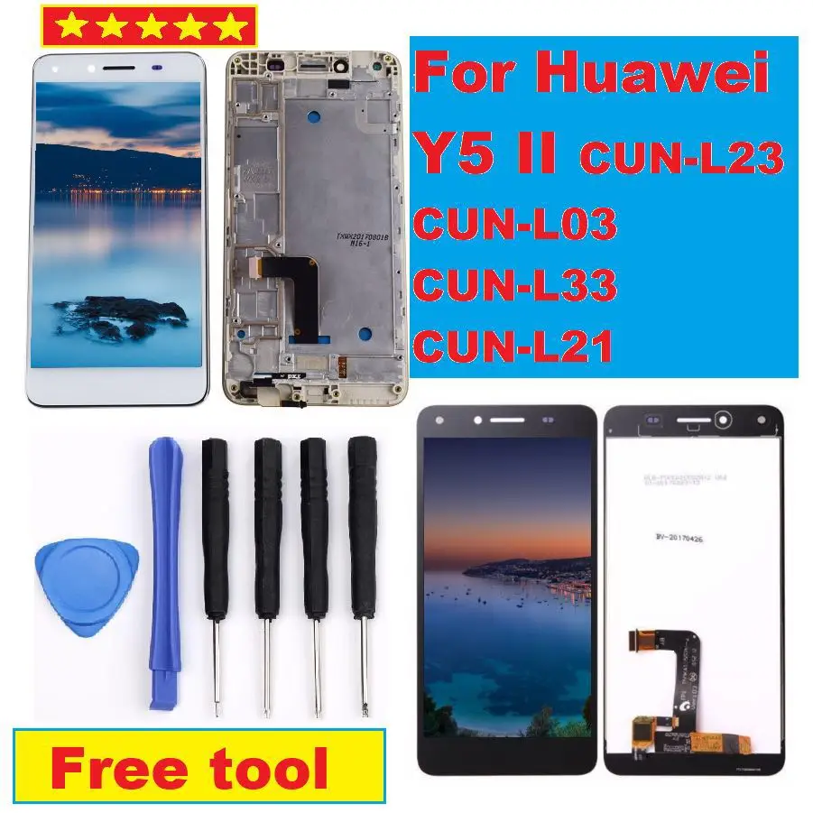 

For Huawei Y5 II LCD Display Touch Screen Digitizer CUN U29 L21 L01 L02 L03 L22 L23 L33 For Huawei Y5 II LCD With Frame