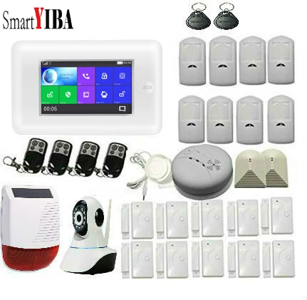 

SmartYIBA Smart 3G WIFI Home Security Alarm System with Wireless Sensors Motion Detectors Remotes Control Compatible with Alexa