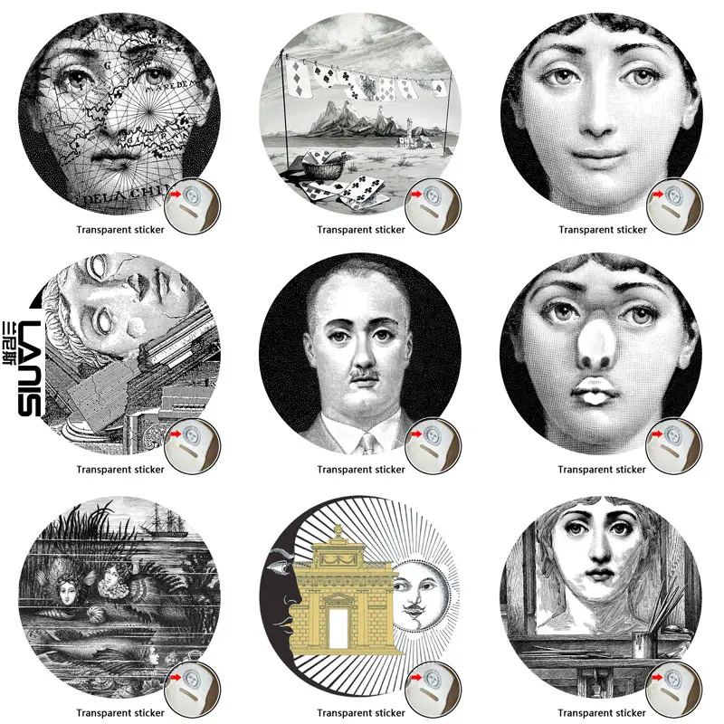 8/10/10-дюймовая шпилька дизайнер Fornasetti обои прозрачный бренд наклейки для украшения Гостиная