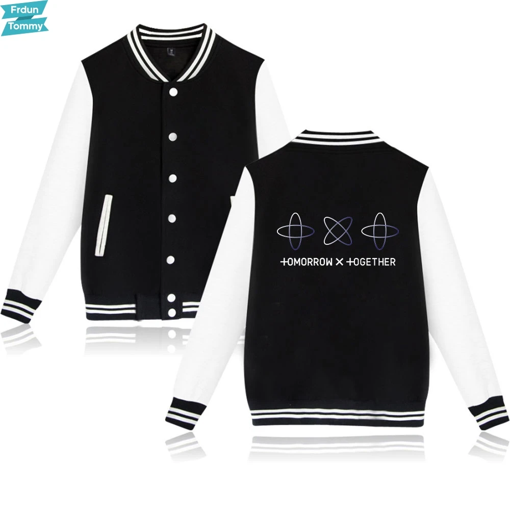 

TXT Kpops Casual Tomorrow X Together Print Harajuku 2019 Hot Sale Long Sleeve Baseball Jacket Women Clothes plus size