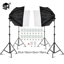 Photo Studio Rectangle Photography Soft Box 8 Led 20W Photographic Lighting Kit 2 Light Stand 2 Soft box Carry Bag for Camera