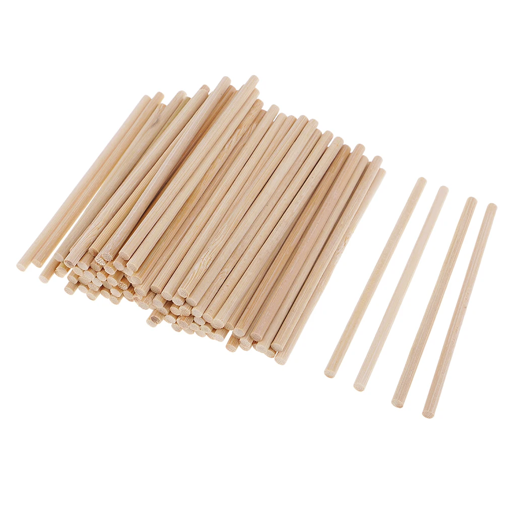 Round Blank Unfinished Bamboo Wood Wooden Lolly Lollipop Stick Dowel Rod Pole for Woodcraft Hobbies DIY Craft