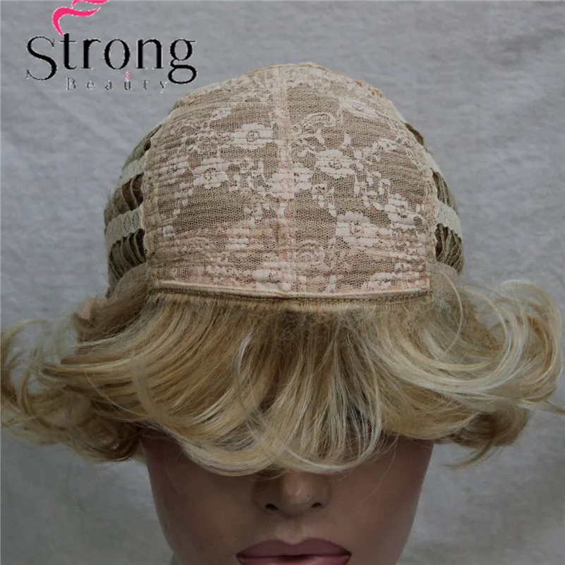 L-427B 24H613 Women's Wig Wavy Curly Golden Blonde mix blonde Short Synthetic Hair Full Wig (6)