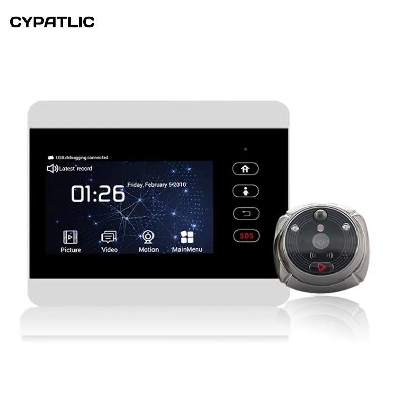 IHome5 Wi Fi дверной глазок и видео IP звонок 4 дюймовый экран IR PIR HD камера движение