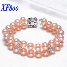 XF800 бренд натуральный пресноводный жемчуг браслет форма яйца, 8-9 мм 3 цвета на выбор настоящий элегантный браслет для женщин S59