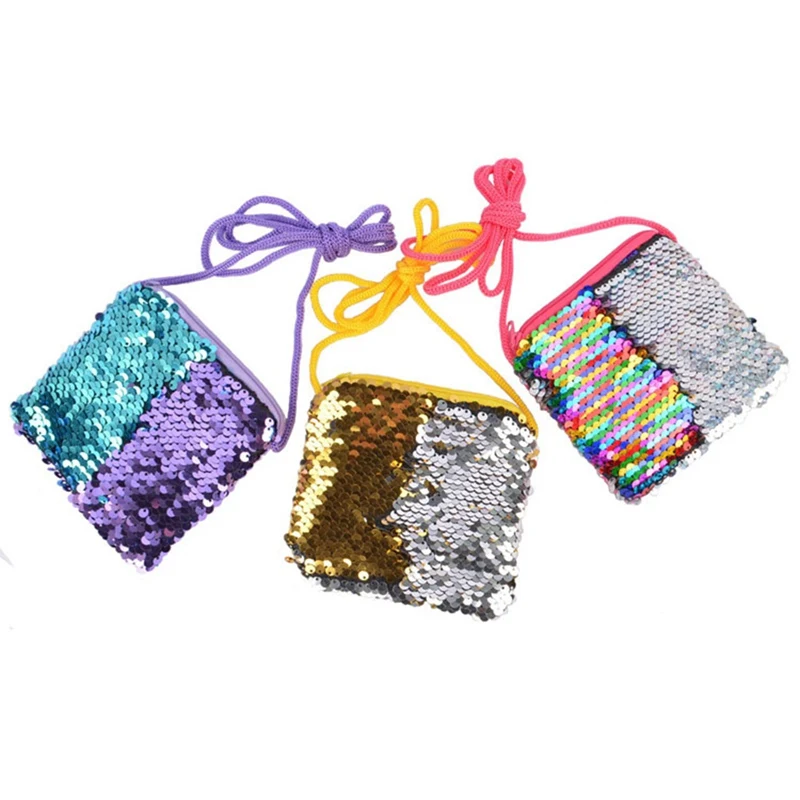 

1Pc Children Mini Sequin Zipper Cross-body Handbag Fashion Kids Shoulder Messenger Bag