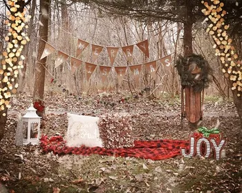 

Winter Merry Christmas Outdoor Nature Sparkly Tree Leaves Vinyl cloth High quality Computer print children kids backdrop