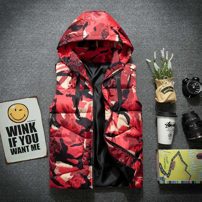women Hooded down cotton vest Autumn Winter Vest Plus size 4XL Camouflage Wear Thicken Warm cotton-padded waistcoat Couple vest women Hooded down cotton vest Autumn Winter Vest Plus size 4XL Camouflage Wear Thicken Warm cotton-padded waistcoat Couple vest