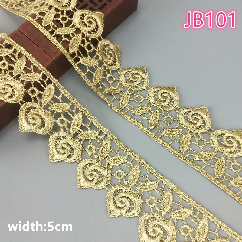 

2 yards 5cm wide gold water soluble embroidery lace fabric lace necklace hair accessories lace trim JB101