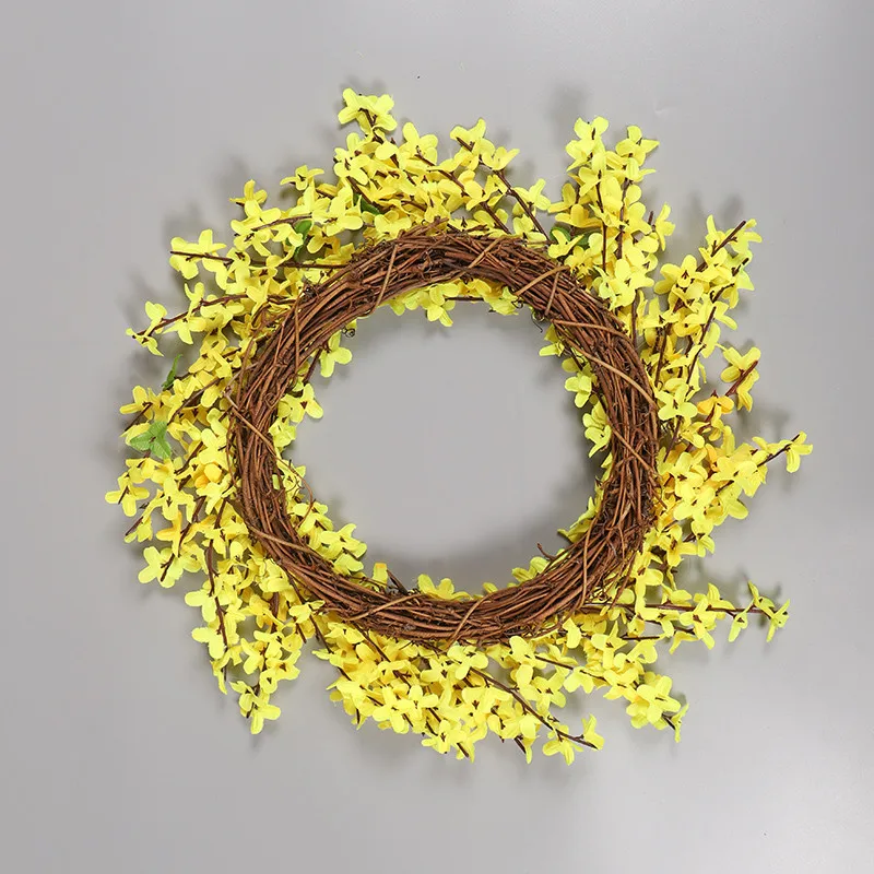 Yellow flower Новая модная резинка поддельные искусственные украшения круглый цветок ротанга лист гирлянды Цветочные венки свадебное украшение для дома, сада - Цвет: Yellow flower