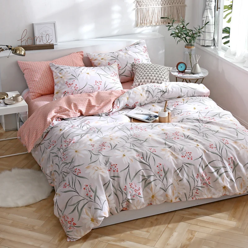 

Rustic Red Print Soft 3/4Pcs Bedding Set Bed Linen Duvet Cover Kids Adult Brief Style Princess Home Textile Bedclothes Bedspread