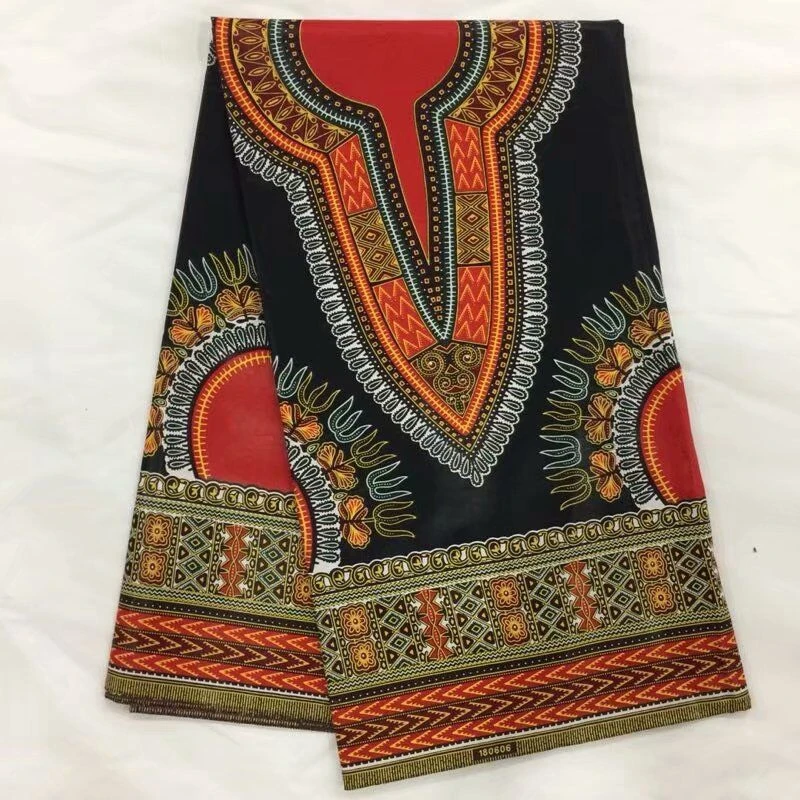 2018 High quality African wax dashiki fabric cotton material Nigerian black color classic dutch